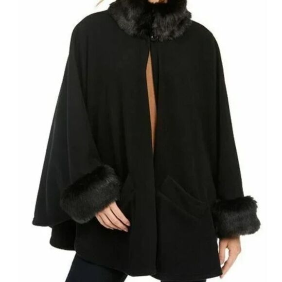 Martha Stewart Jackets & Blazers - Martha Stewart Faux Fur Fleece Cape Coat OS